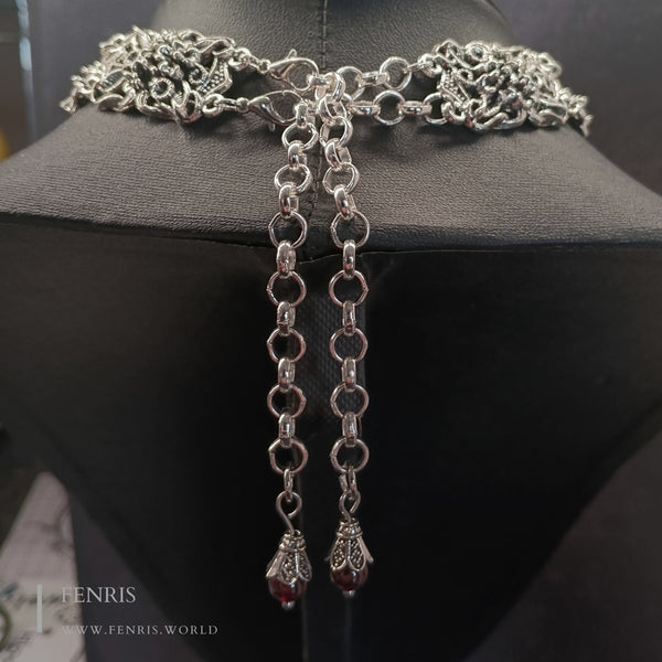 silver floral choker necklace