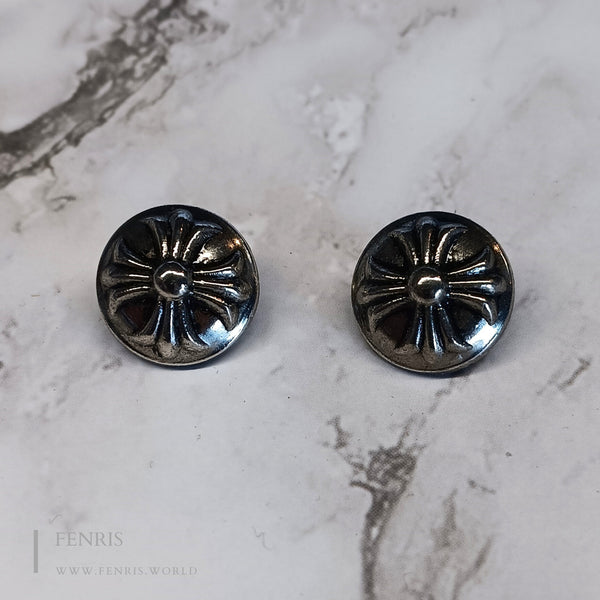 Silver Gothic Cross Buttons