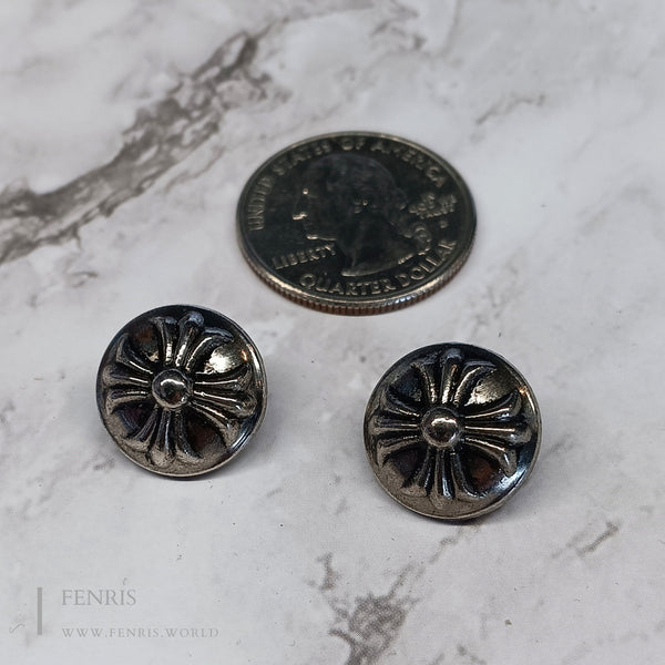 Silver Gothic Cross Buttons