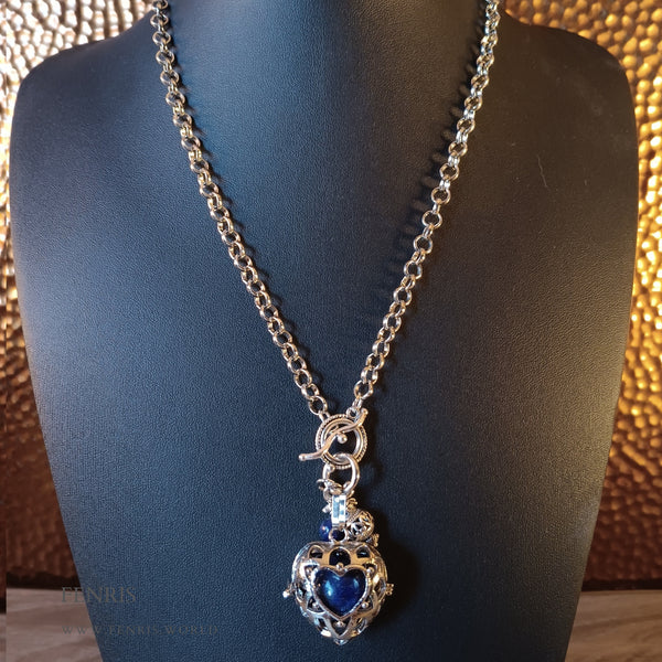 silver locket necklace lapis lazuli sphere