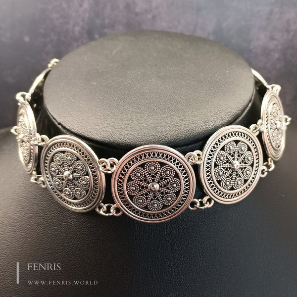 silver medallion choker
