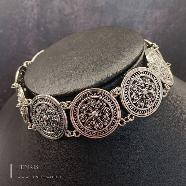 silver medallion choker