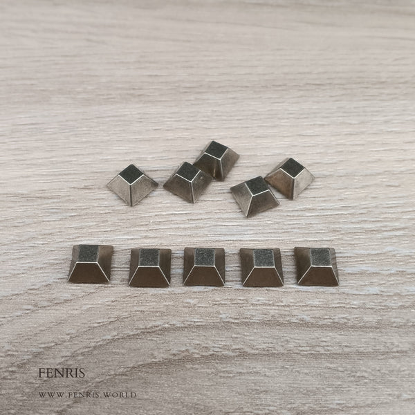 silver square leather rivets