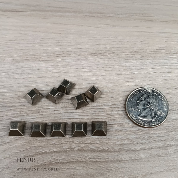 silver square leather rivets