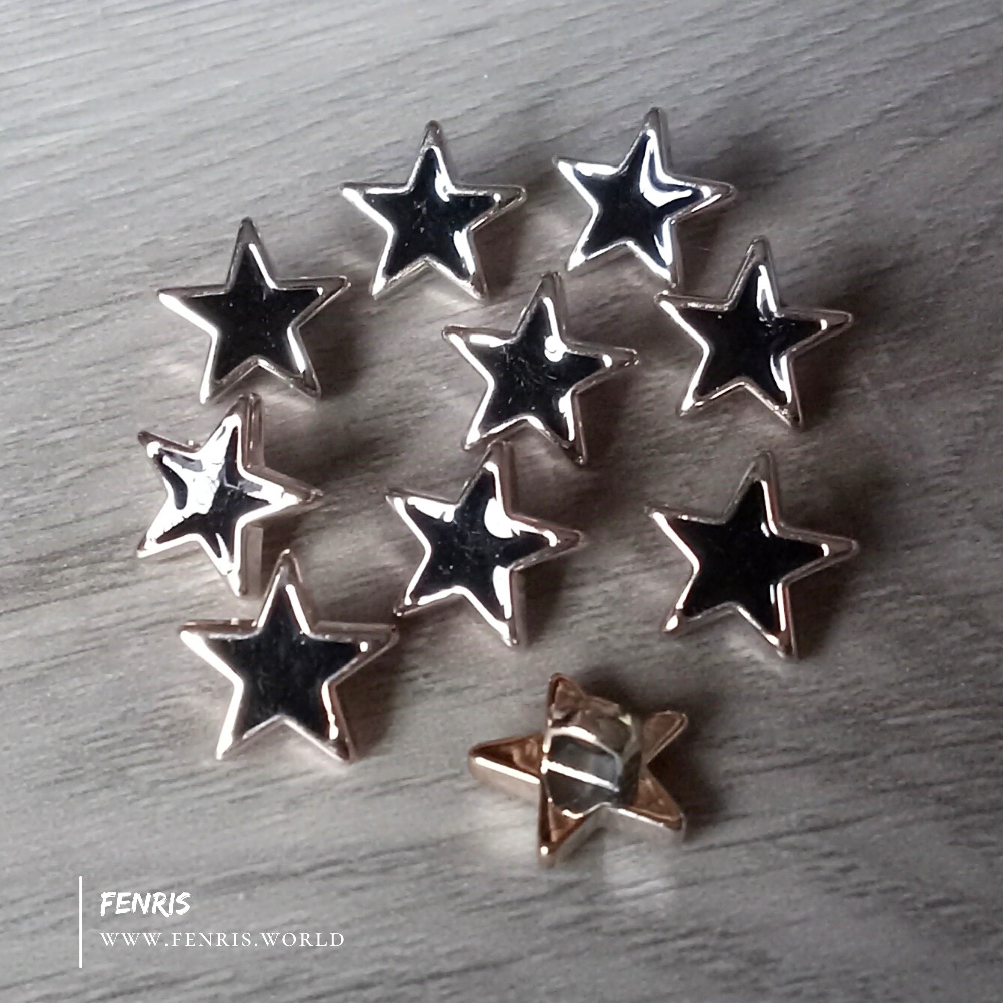 star buttons gold black enamel small