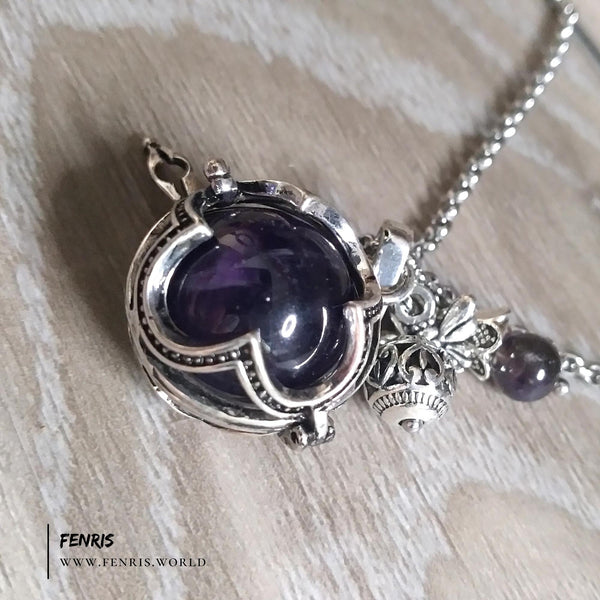 purple amethyst silver necklace