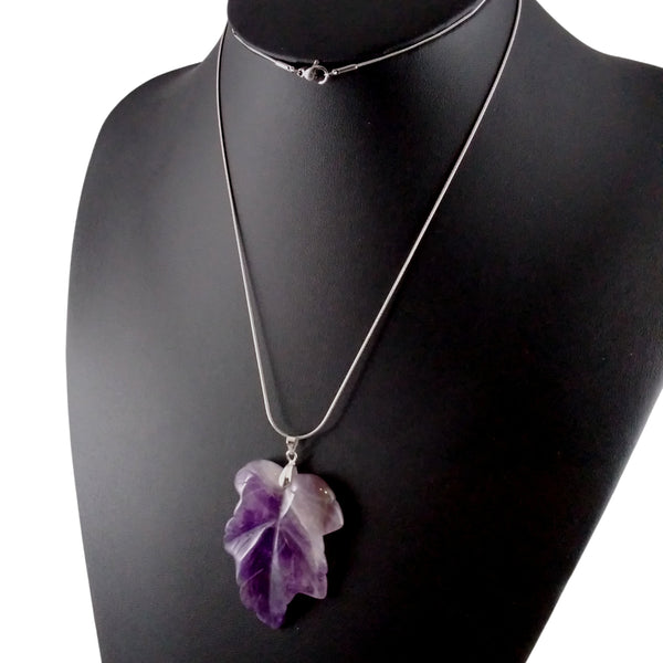amethyst leaf necklace