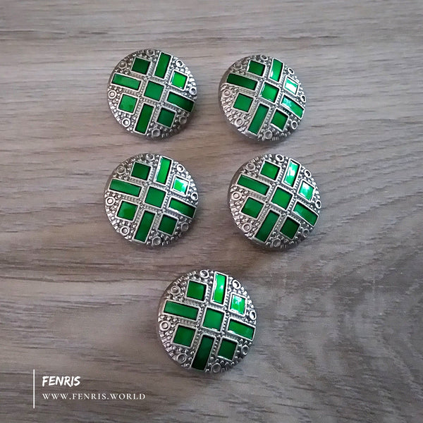 art deco buttons silver green jade