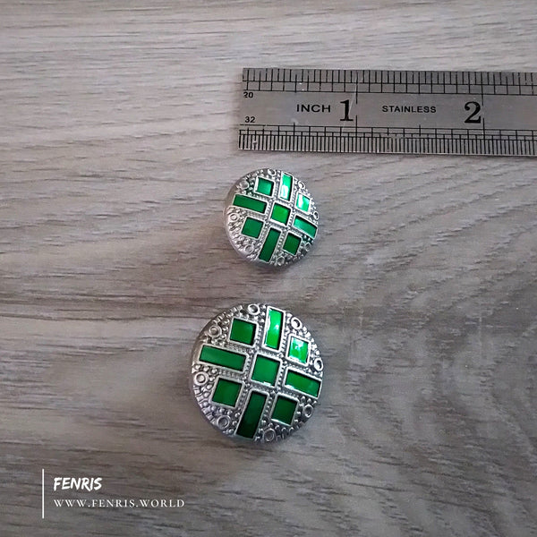 art deco buttons silver green jade