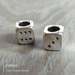 silver dice beard beads