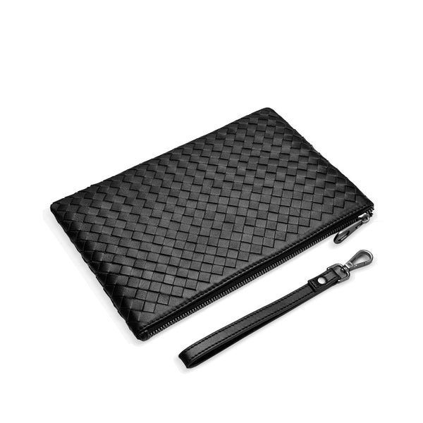 large black leather clutch bag wallet bag tech man