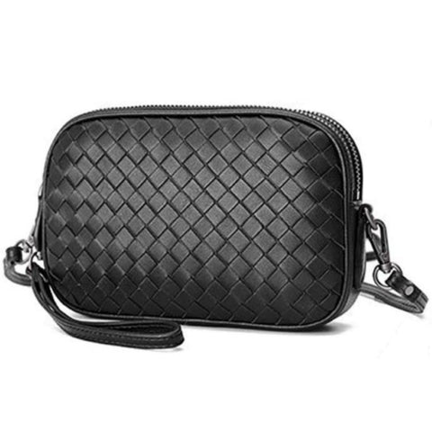 black leather handbag