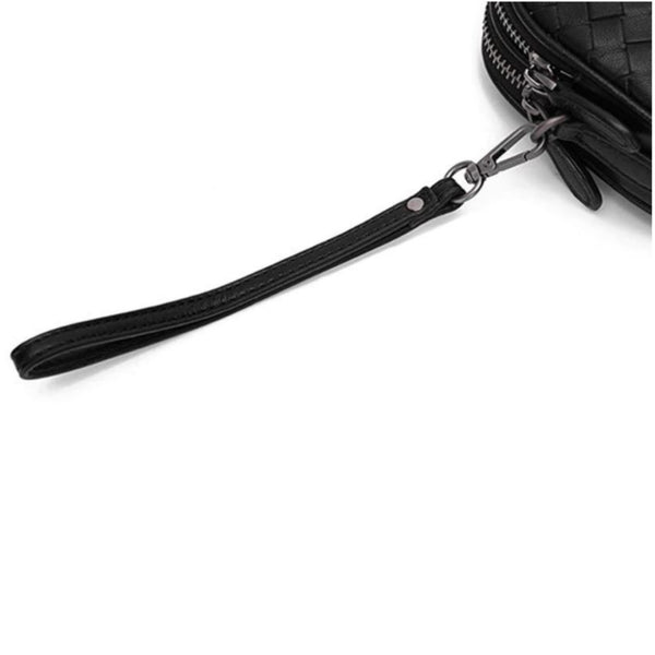 black leather purse
