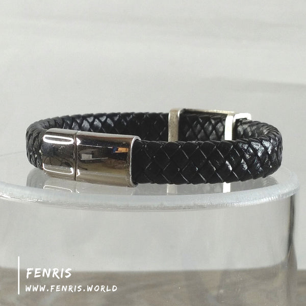black leather bracelet