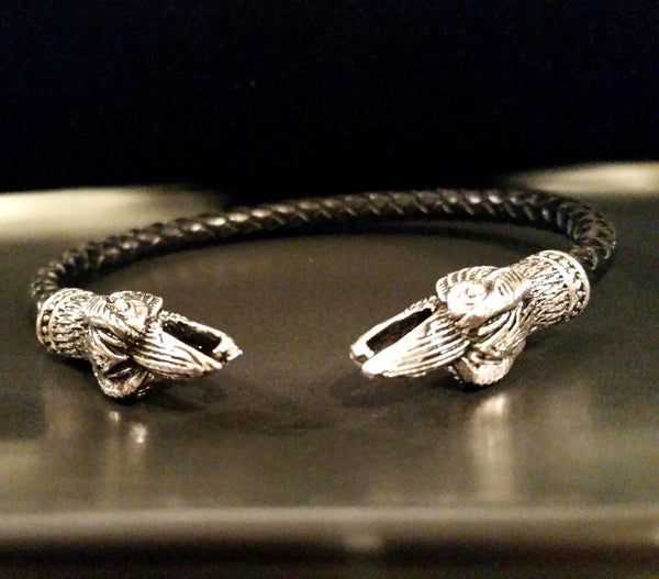 raven bracelet torc silver