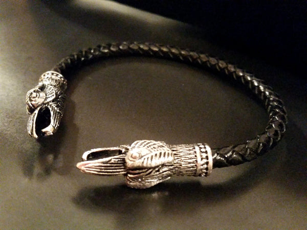 raven bracelet torc silver