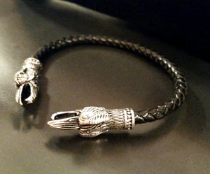 raven bracelet torc silver