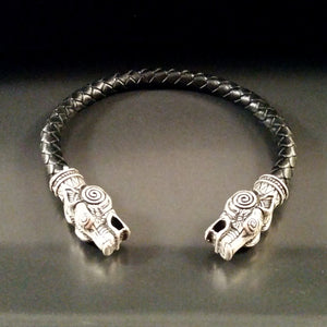 wolf torc bracelet silver