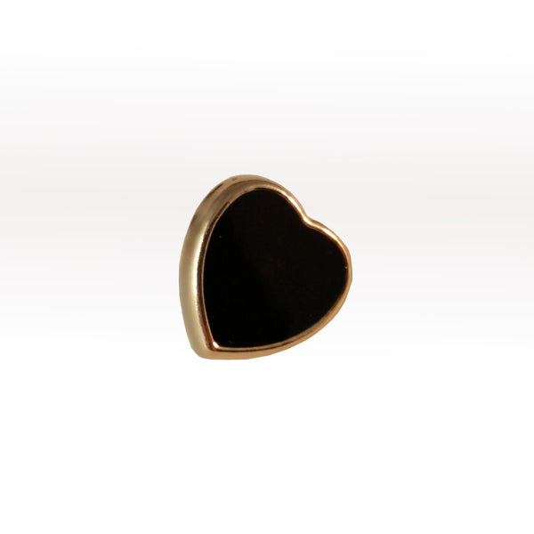 buttons gold black enamel heart