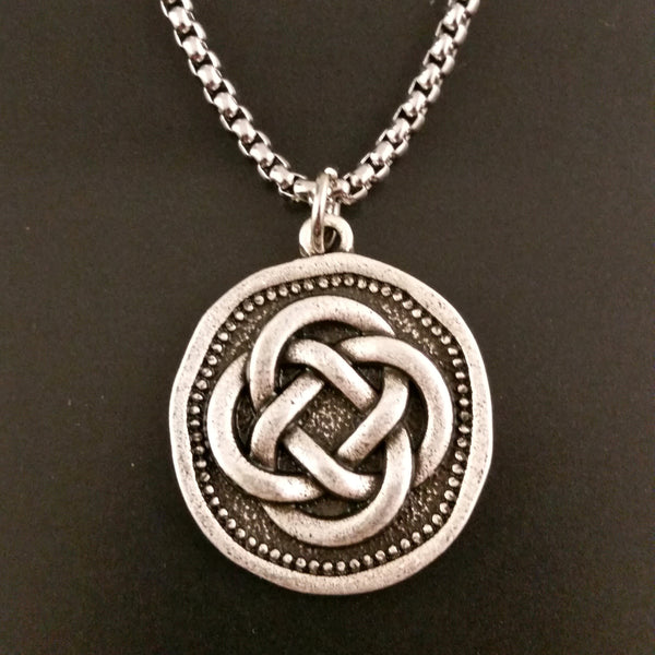 celtic knot coin necklace knotwork irish viking norse