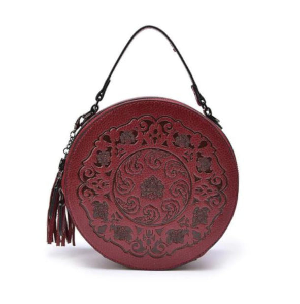 round leather purse