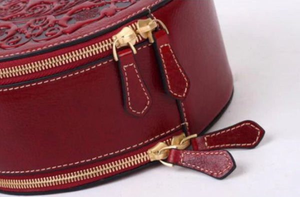 round leather purse