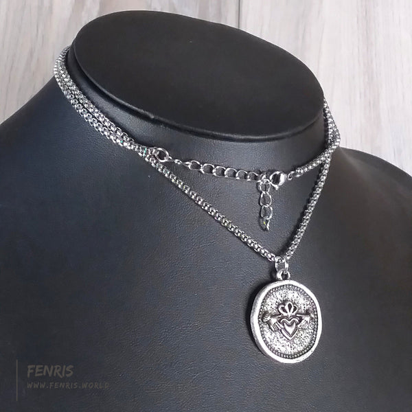 claddagh silver coin necklace celtic irish