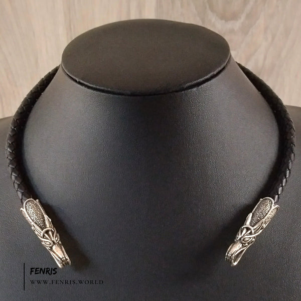 dragon torc silver viking valknut necklace