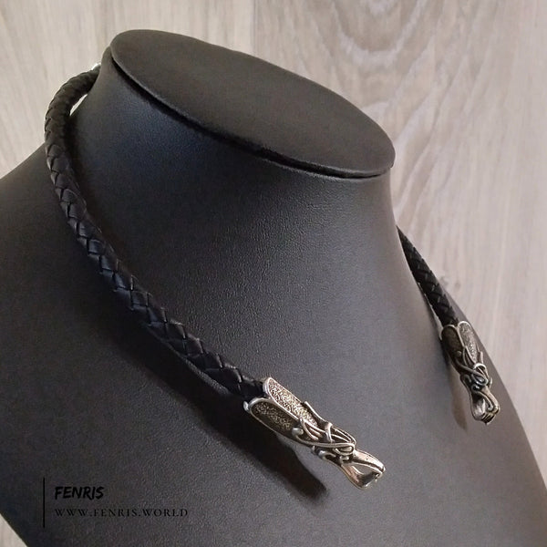dragon torc silver viking valknut necklace