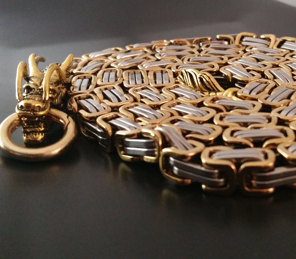 Wrap Chain Bracelet Wallet Chain Dragon Byzantine Gold Silver Fenris