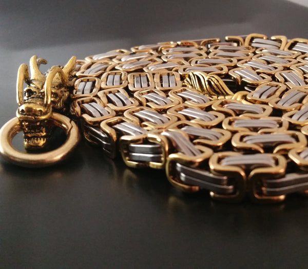dragon chain bracelet wallet gold silver byzantine tactical defense