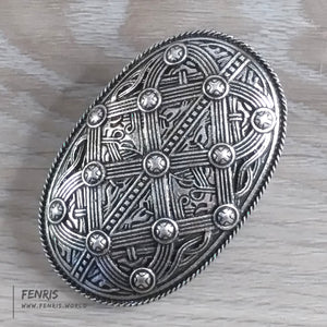oval viking brooch dress pin silver norse coat