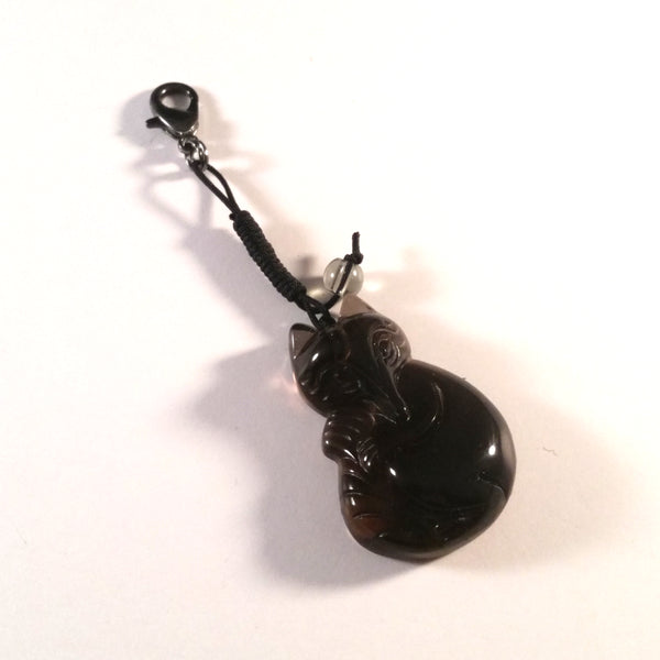 obsidian fox purse charm