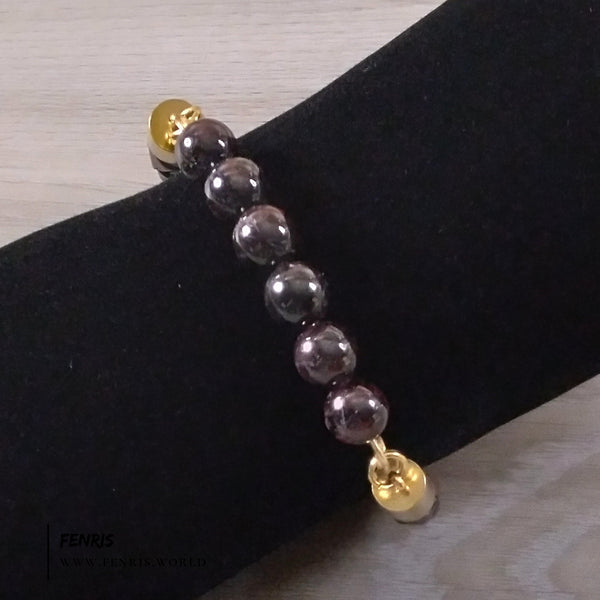 garnet bracelet mens leather gold