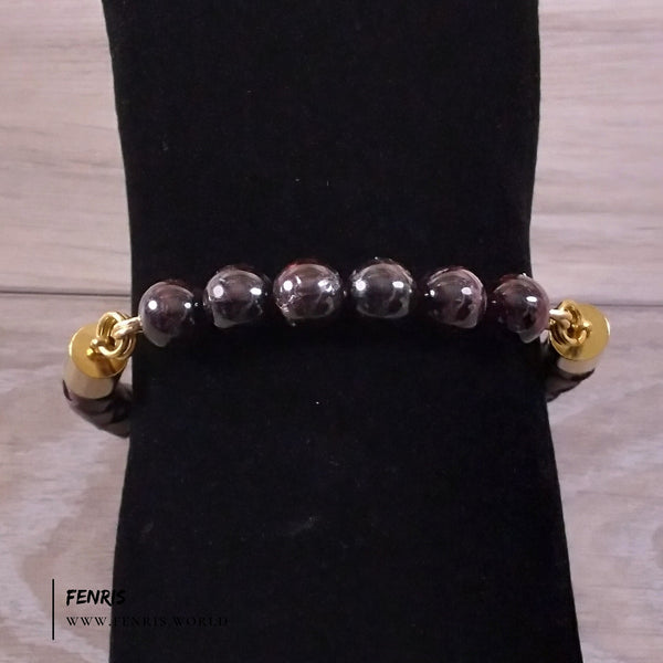 garnet bracelet mens leather gold