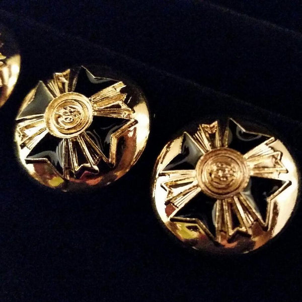 buttons metal gold black enamel cross jacket coat