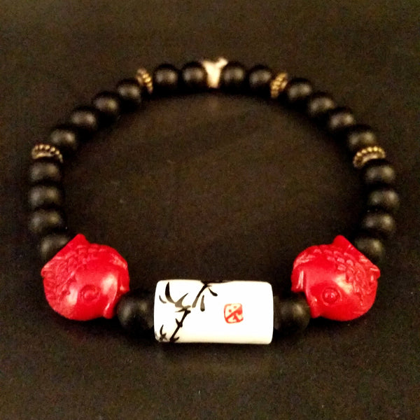 red black stretch bracelet