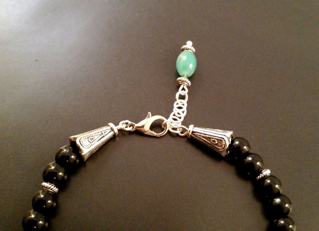 Crystal Bead Bracelet Black Obsidian 10mm