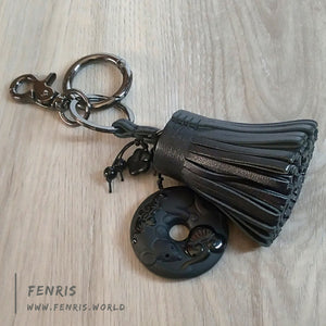 key chain keychain leather tassel black rat obsidian