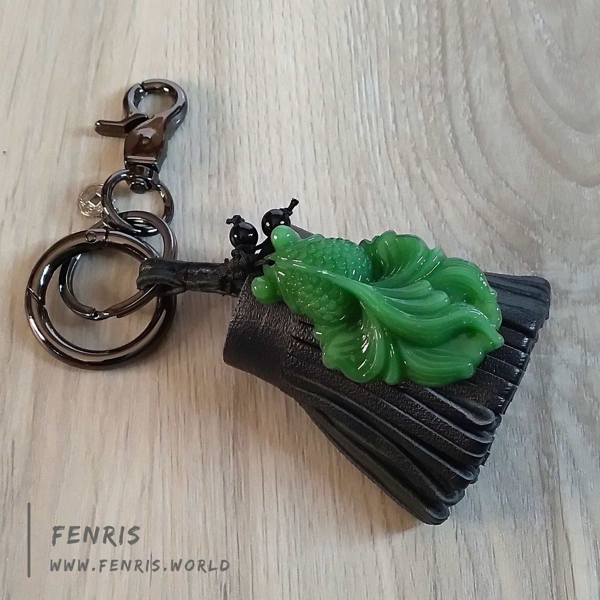 Leather discount fish keychain