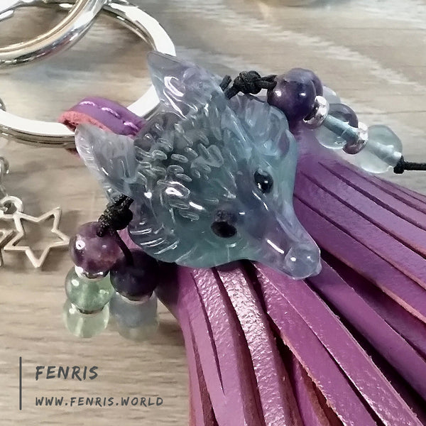 fluorite wolf keychain