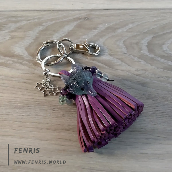 purple leather keychain