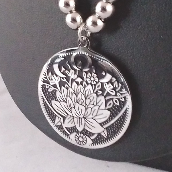 silver lotus necklace