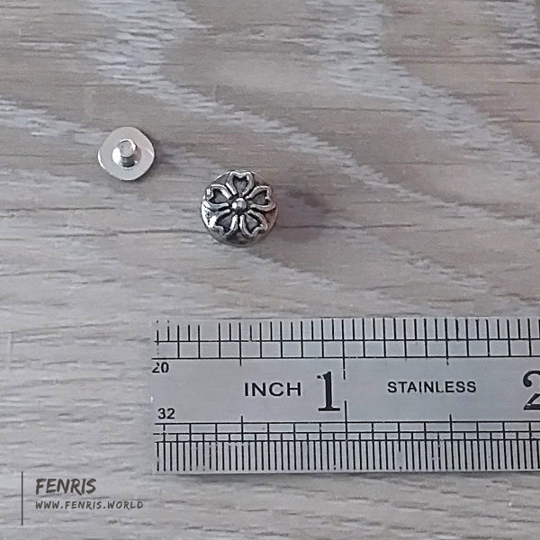 metal button rivet stud silver sakura japanese cherry blossom