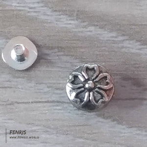 metal button rivet stud silver sakura japanese cherry blossom