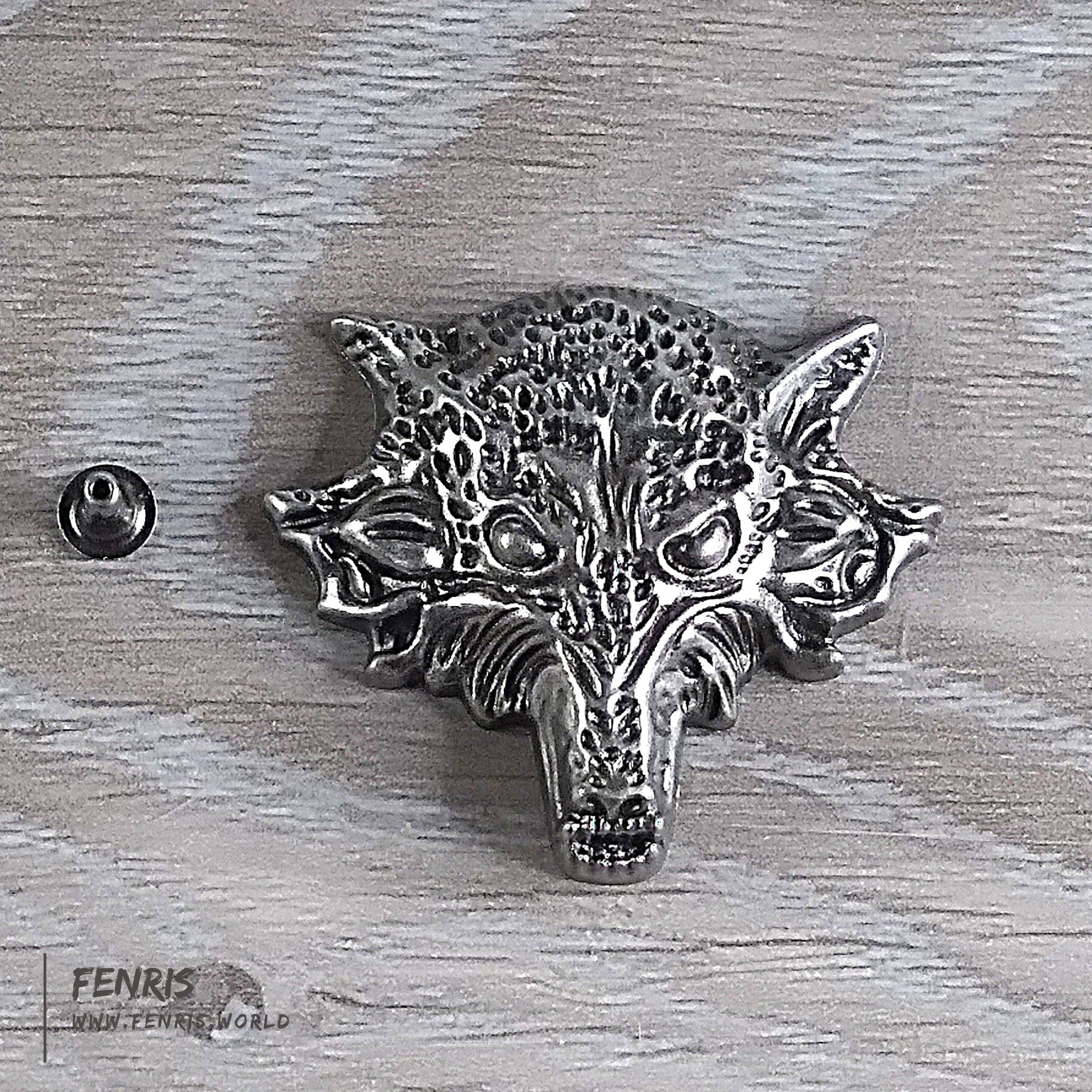 wolf rivet stud silver large biker punk leather