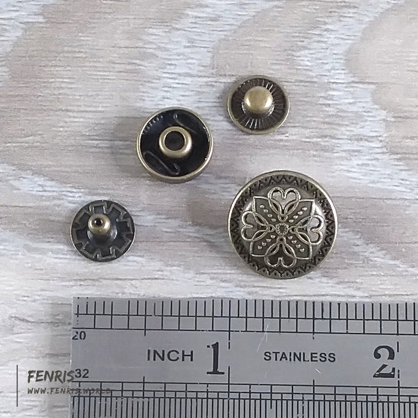 metal snaps bronze round concho
