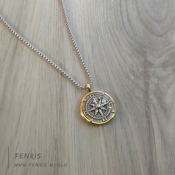 mens compass necklace