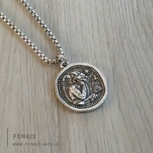necklace silver medieval gargoyle coin mens womens