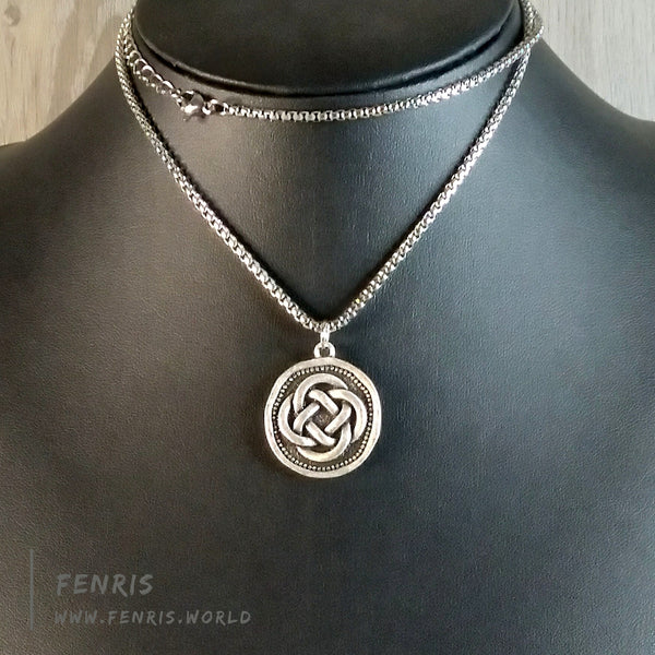 necklace silver celtic knot coin mens womens